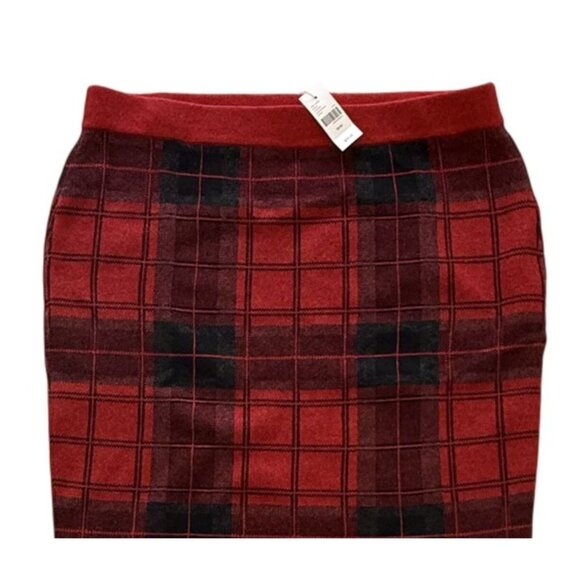 Lane Bryant Womens Plus Size Plaid Pencil Skirt Red Size 18/20 New With Tags - Picture 2 of 8